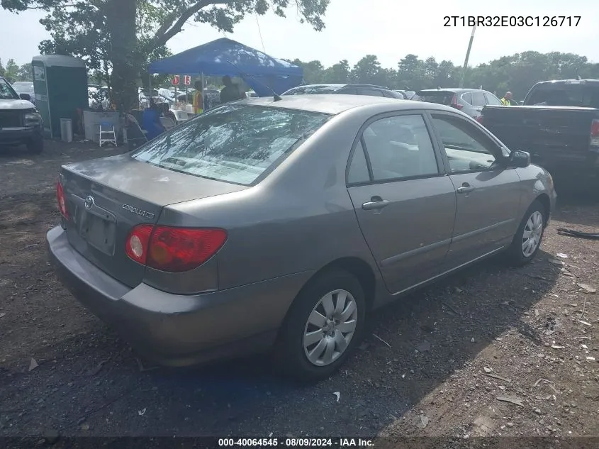 2003 Toyota Corolla Le VIN: 2T1BR32E03C126717 Lot: 40064545