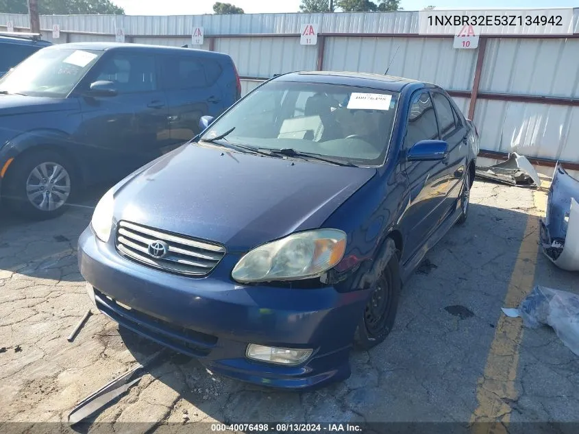 2003 Toyota Corolla S VIN: 1NXBR32E53Z134942 Lot: 40076498