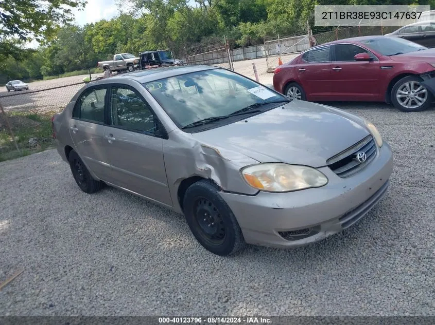 2003 Toyota Corolla Le VIN: 2T1BR38E93C147637 Lot: 40123796