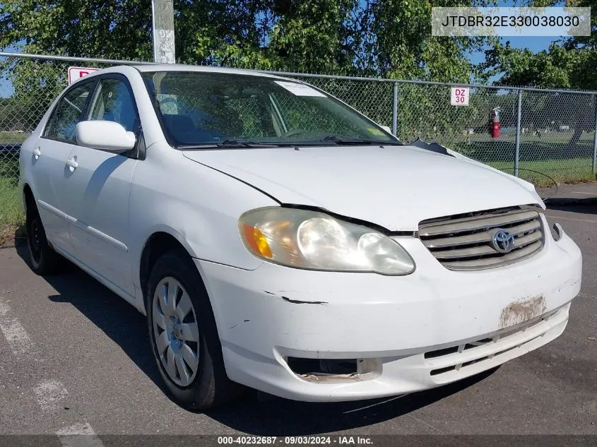 2003 Toyota Corolla Le VIN: JTDBR32E330038030 Lot: 40232687