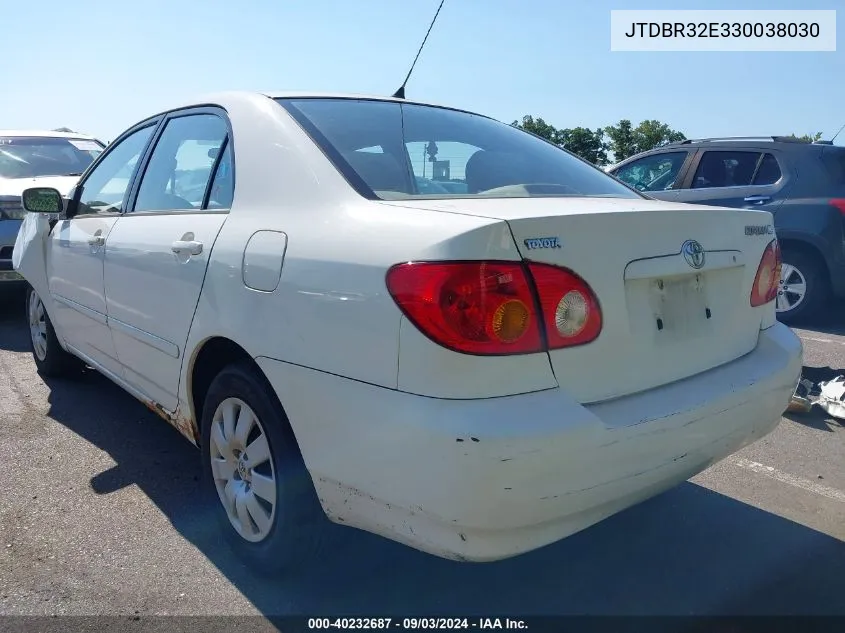 2003 Toyota Corolla Le VIN: JTDBR32E330038030 Lot: 40232687