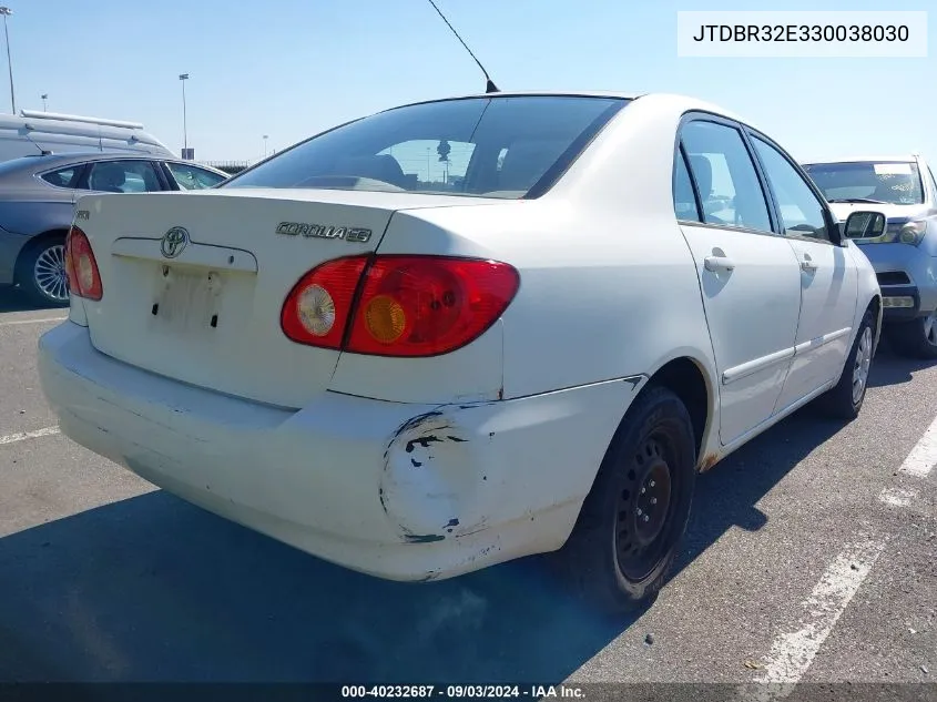 2003 Toyota Corolla Le VIN: JTDBR32E330038030 Lot: 40232687