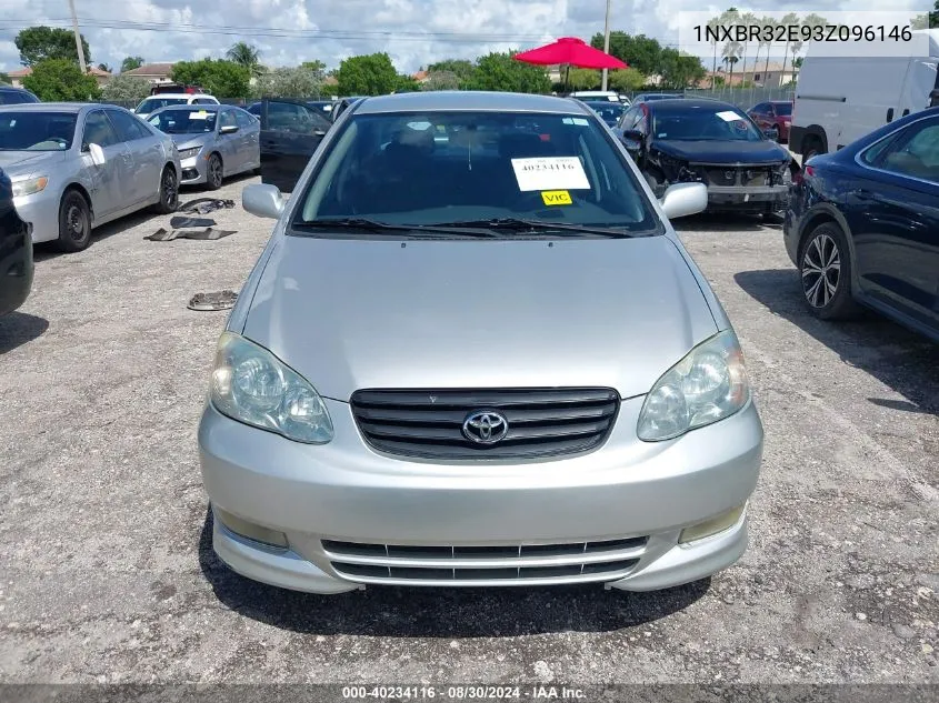 2003 Toyota Corolla S VIN: 1NXBR32E93Z096146 Lot: 40234116