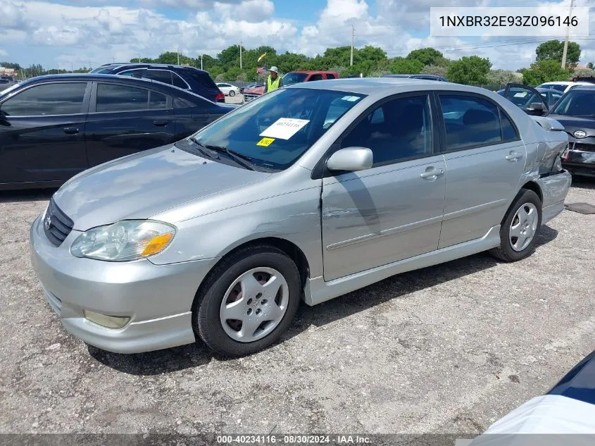 2003 Toyota Corolla S VIN: 1NXBR32E93Z096146 Lot: 40234116