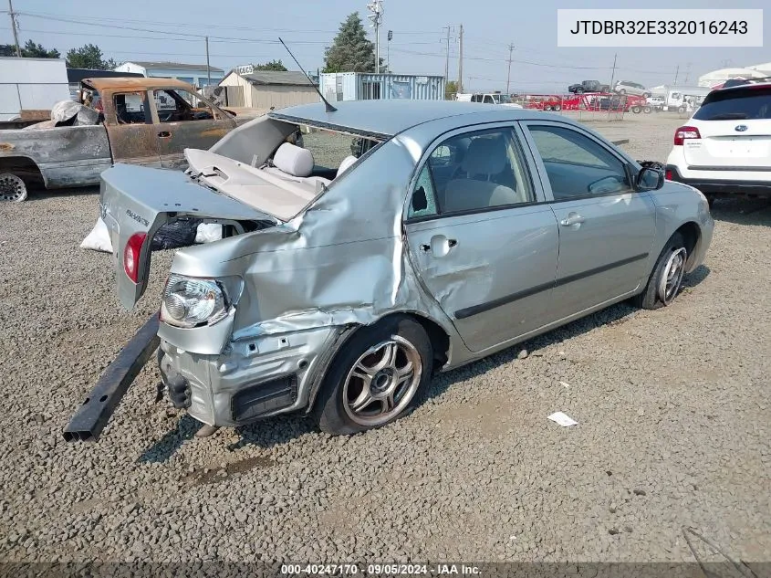 2003 Toyota Corolla Ce VIN: JTDBR32E332016243 Lot: 40247170