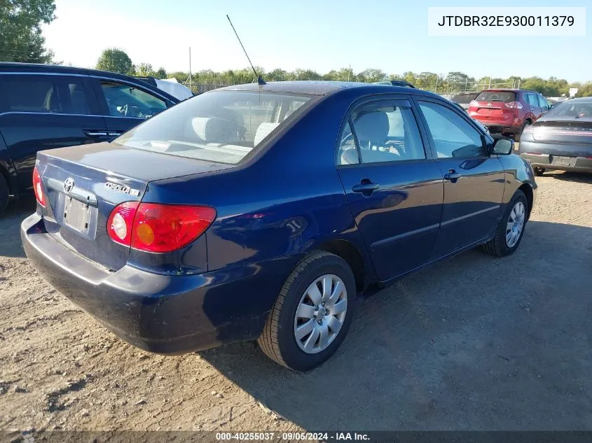 2003 Toyota Corolla Ce/Le VIN: JTDBR32E930011379 Lot: 40255037