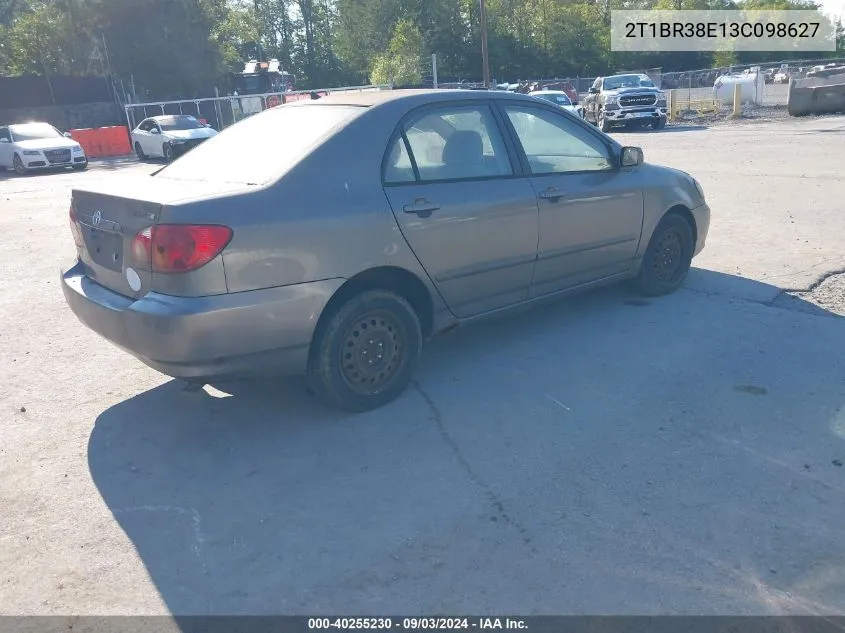 2003 Toyota Corolla Le VIN: 2T1BR38E13C098627 Lot: 40255230