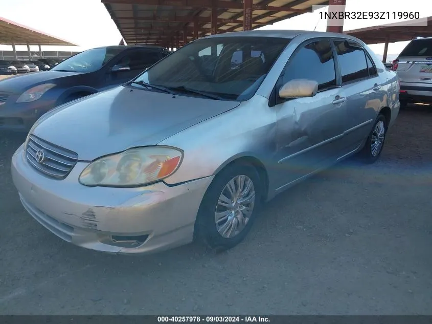 2003 Toyota Corolla Le VIN: 1NXBR32E93Z119960 Lot: 40257978