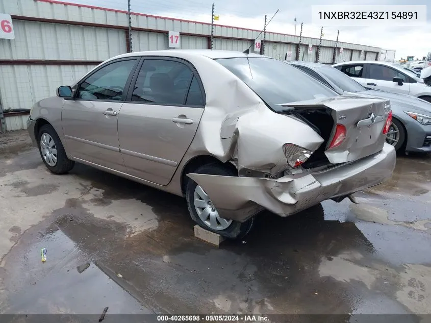 1NXBR32E43Z154891 2003 Toyota Corolla Le