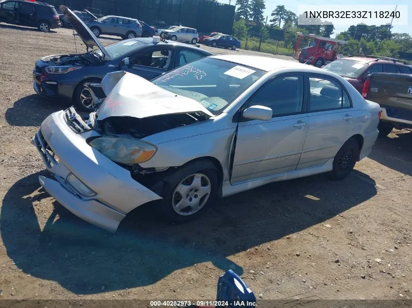 2003 Toyota Corolla S VIN: 1NXBR32E33Z118240 Lot: 40282973