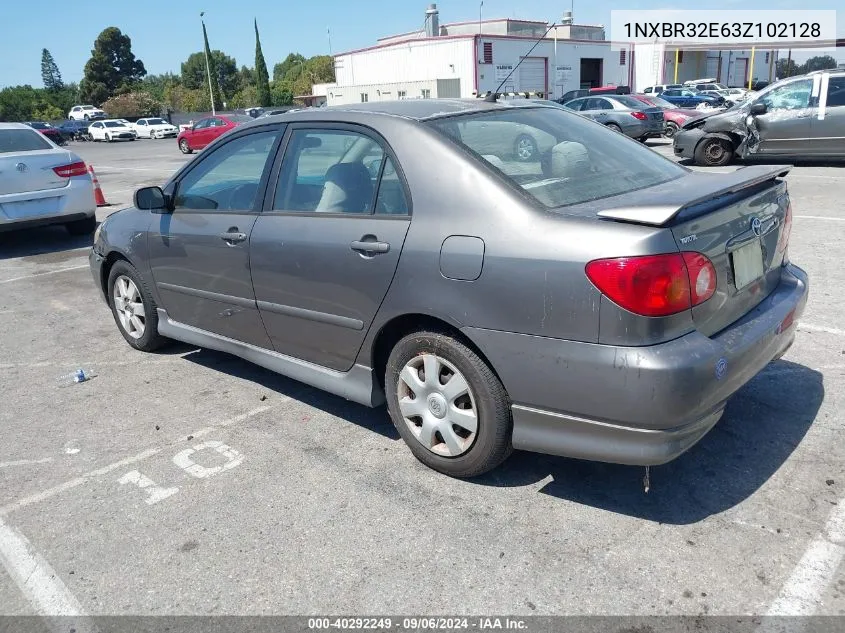 2003 Toyota Corolla S VIN: 1NXBR32E63Z102128 Lot: 40292249