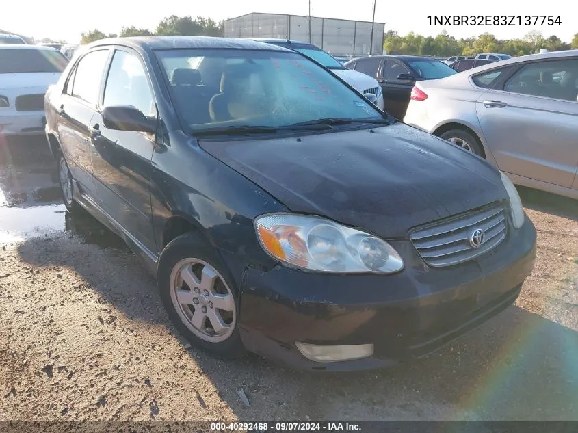 2003 Toyota Corolla S VIN: 1NXBR32E83Z137754 Lot: 40292468