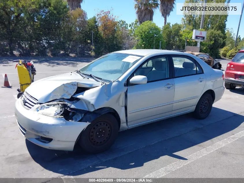 2003 Toyota Corolla Le VIN: JTDBR32E030008175 Lot: 40298489