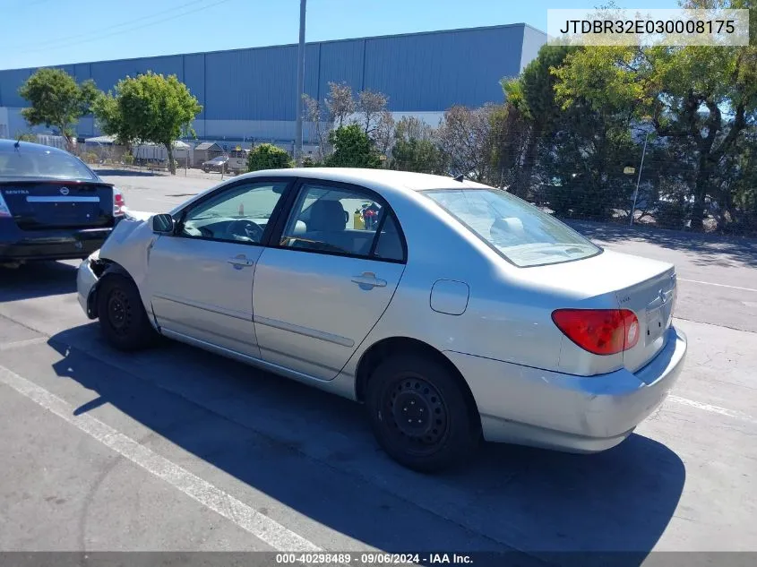 2003 Toyota Corolla Le VIN: JTDBR32E030008175 Lot: 40298489