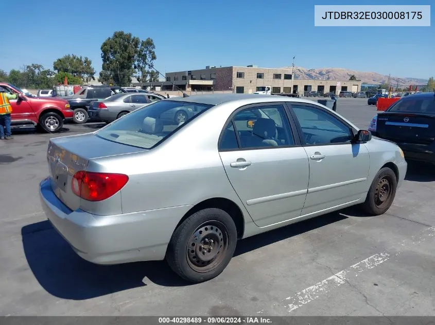 2003 Toyota Corolla Le VIN: JTDBR32E030008175 Lot: 40298489