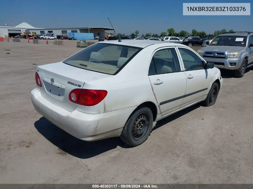 2003 Toyota Corolla Ce VIN: 1NXBR32E83Z103376 Lot: 40303117