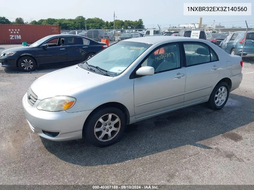 2003 Toyota Corolla Le VIN: 1NXBR32EX3Z140560 Lot: 40307159