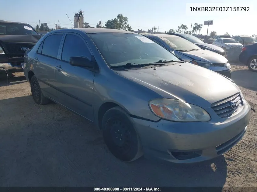 1NXBR32E03Z158792 2003 Toyota Corolla Ce