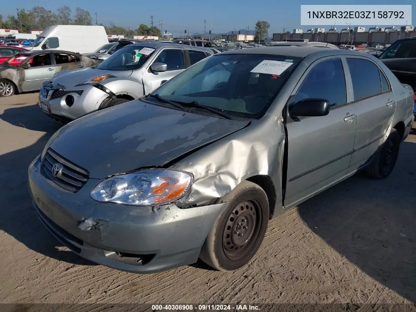 2003 Toyota Corolla Ce VIN: 1NXBR32E03Z158792 Lot: 40308908