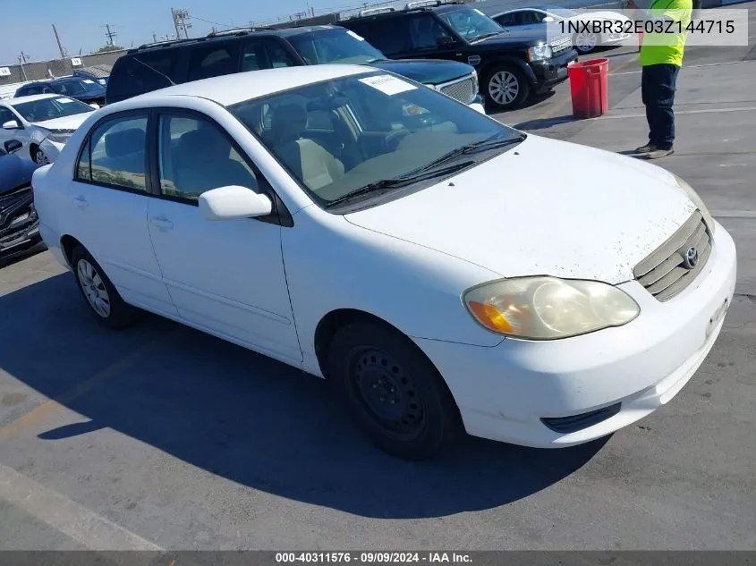 2003 Toyota Corolla Le VIN: 1NXBR32E03Z144715 Lot: 40311576