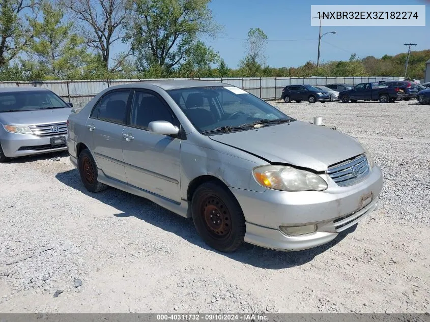 2003 Toyota Corolla S VIN: 1NXBR32EX3Z182274 Lot: 40311732