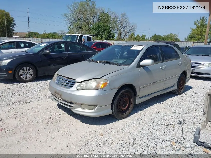 2003 Toyota Corolla S VIN: 1NXBR32EX3Z182274 Lot: 40311732