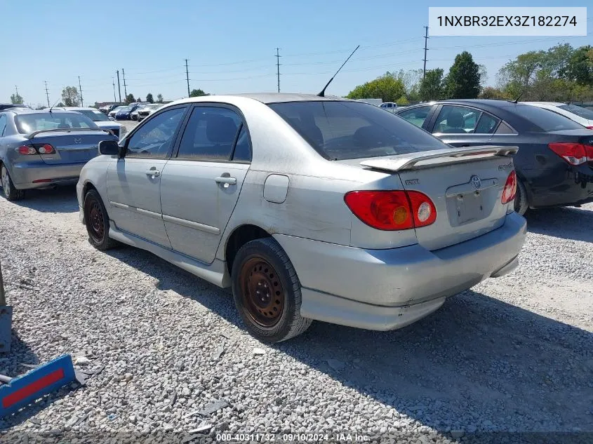 2003 Toyota Corolla S VIN: 1NXBR32EX3Z182274 Lot: 40311732