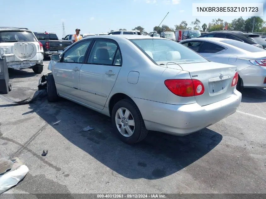 2003 Toyota Corolla Le VIN: 1NXBR38E53Z101723 Lot: 40312063