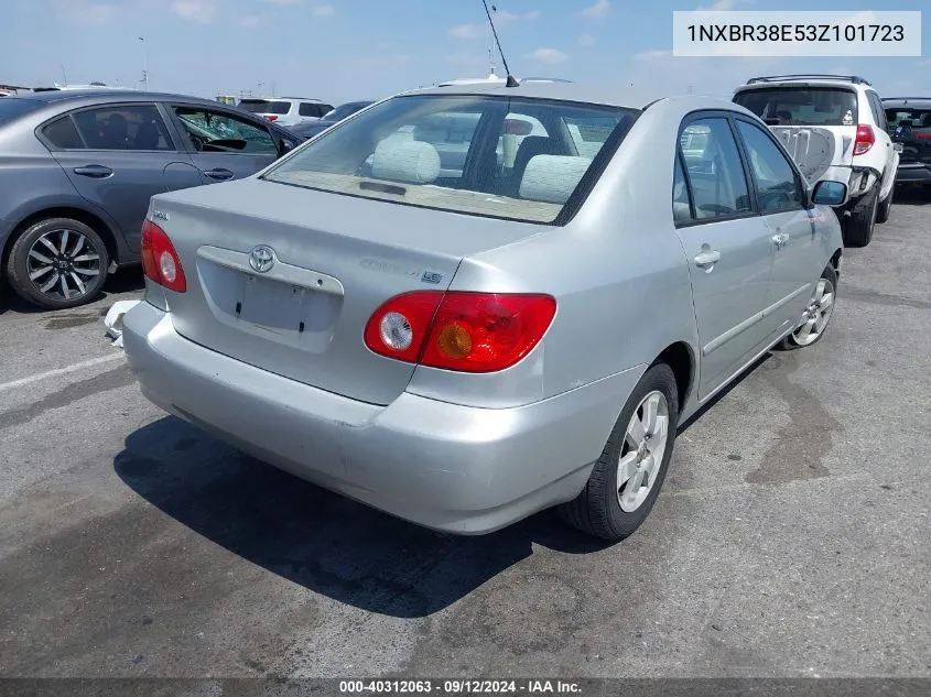 2003 Toyota Corolla Le VIN: 1NXBR38E53Z101723 Lot: 40312063