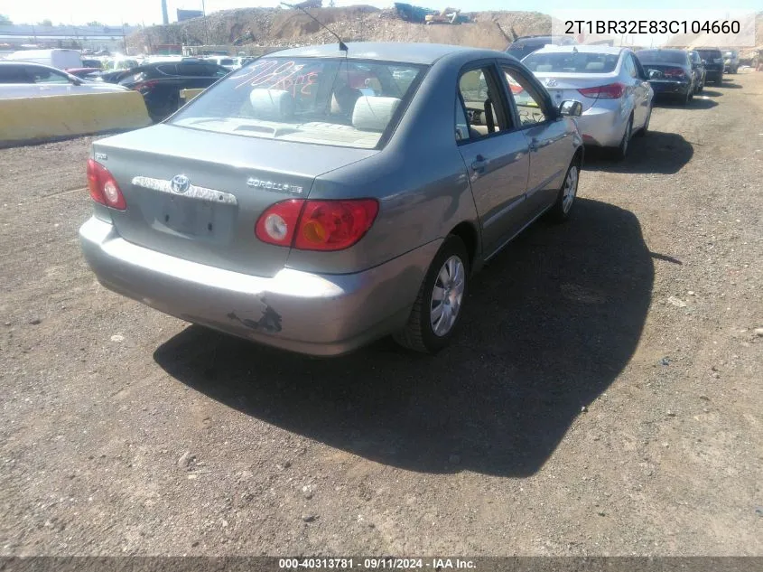 2003 Toyota Corolla Le VIN: 2T1BR32E83C104660 Lot: 40313781