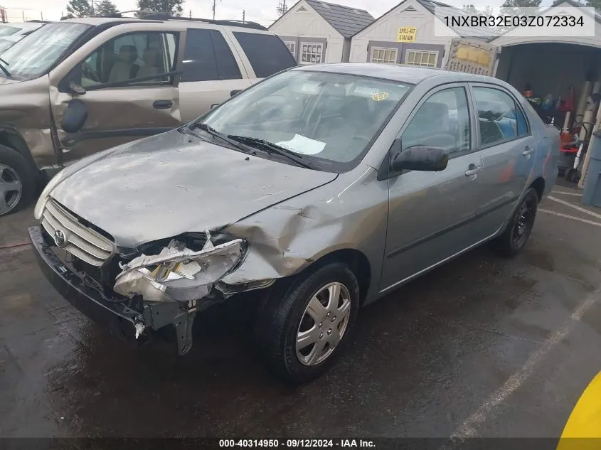 2003 Toyota Corolla Ce VIN: 1NXBR32E03Z072334 Lot: 40314950