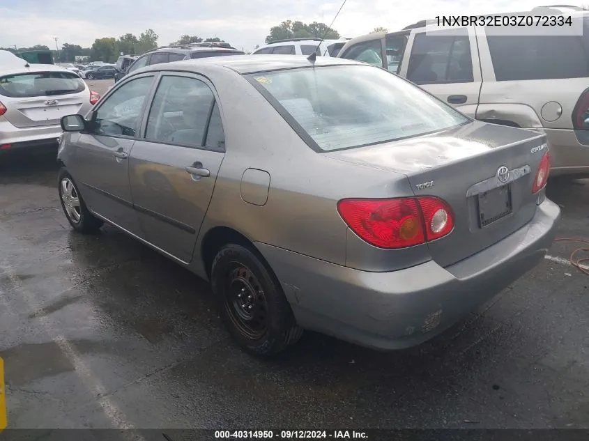 2003 Toyota Corolla Ce VIN: 1NXBR32E03Z072334 Lot: 40314950