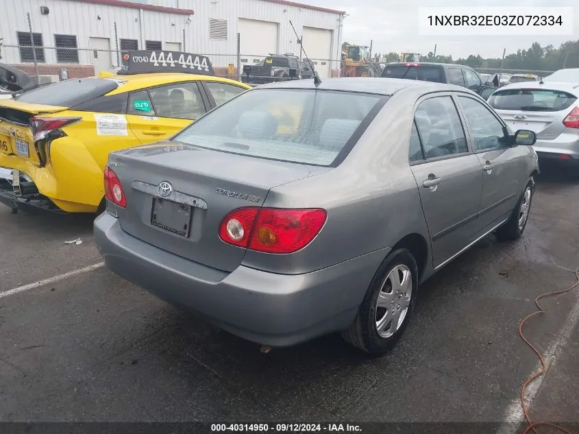 2003 Toyota Corolla Ce VIN: 1NXBR32E03Z072334 Lot: 40314950