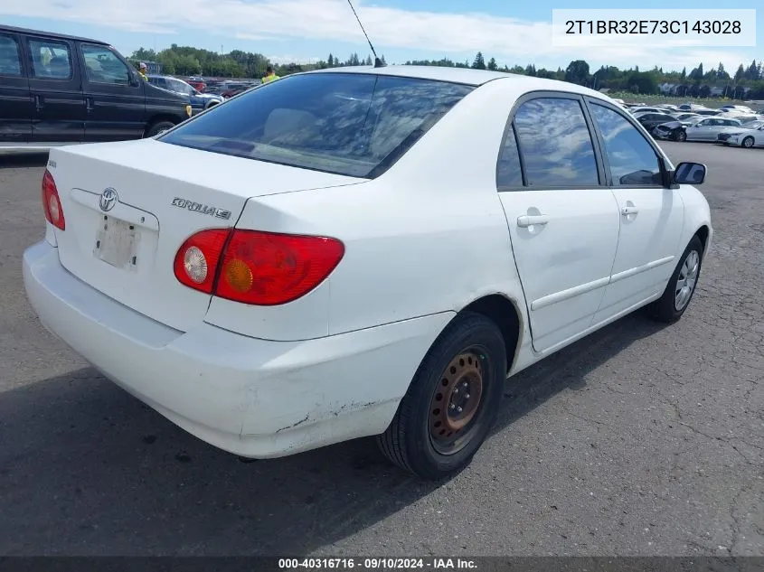 2003 Toyota Corolla Le VIN: 2T1BR32E73C143028 Lot: 40316716