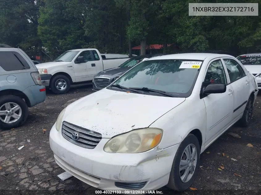 2003 Toyota Corolla Ce/Le/S VIN: 1NXBR32EX3Z172716 Lot: 40321133