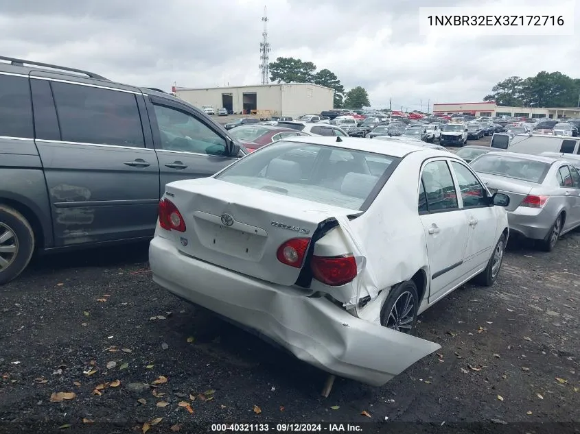 2003 Toyota Corolla Ce/Le/S VIN: 1NXBR32EX3Z172716 Lot: 40321133