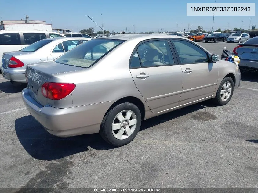 2003 Toyota Corolla Le VIN: 1NXBR32E33Z082243 Lot: 40323060