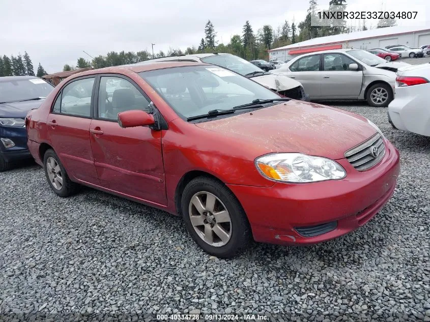 2003 Toyota Corolla Le VIN: 1NXBR32E33Z034807 Lot: 40334728