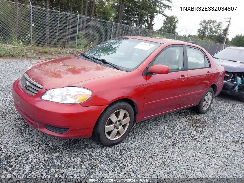 2003 Toyota Corolla Le VIN: 1NXBR32E33Z034807 Lot: 40334728