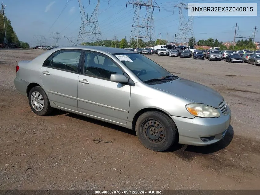 2003 Toyota Corolla Ce/Le/S VIN: 1NXBR32EX3Z040815 Lot: 40337076