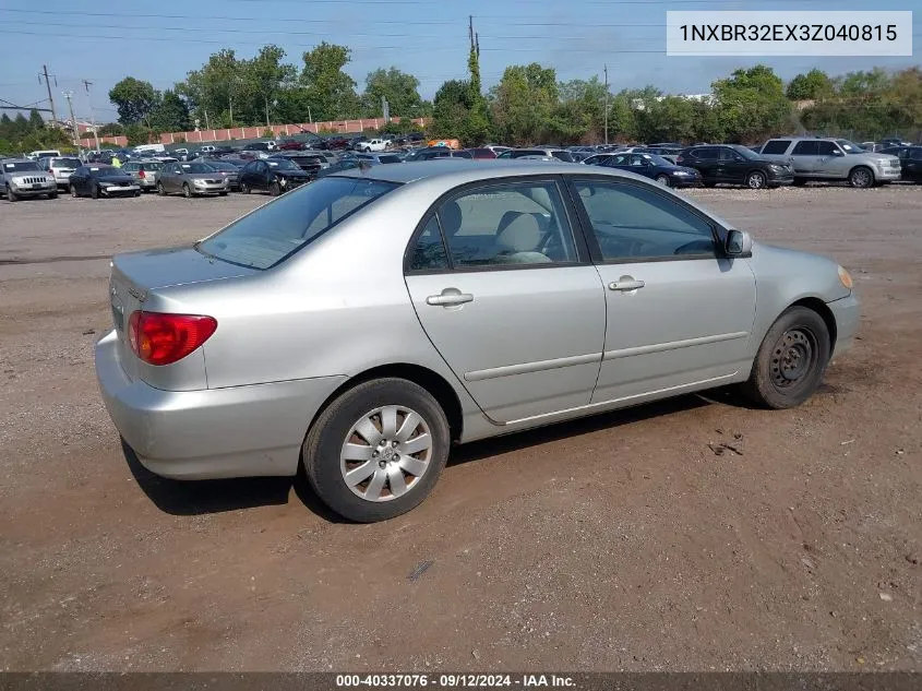 2003 Toyota Corolla Ce/Le/S VIN: 1NXBR32EX3Z040815 Lot: 40337076