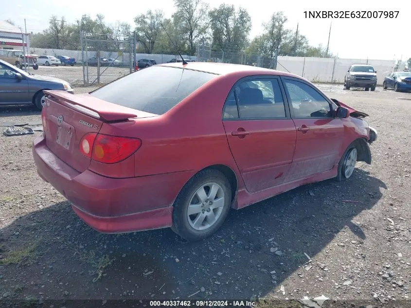 2003 Toyota Corolla S VIN: 1NXBR32E63Z007987 Lot: 40337462