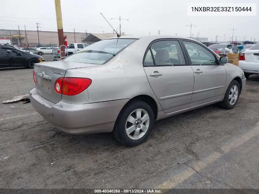 2003 Toyota Corolla Le VIN: 1NXBR32E33Z150444 Lot: 40340268