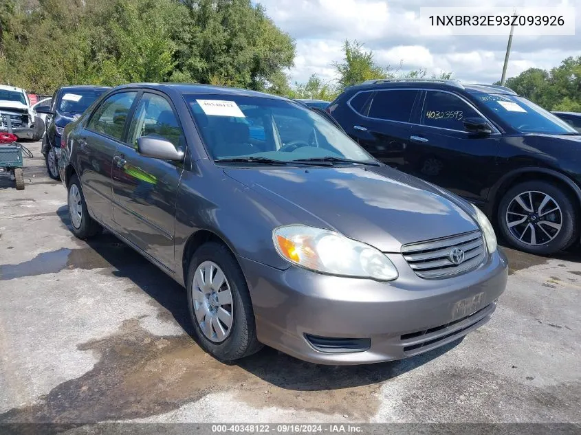 2003 Toyota Corolla Le VIN: 1NXBR32E93Z093926 Lot: 40348122