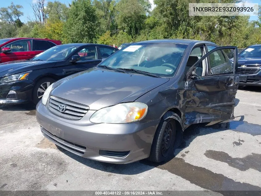 2003 Toyota Corolla Le VIN: 1NXBR32E93Z093926 Lot: 40348122