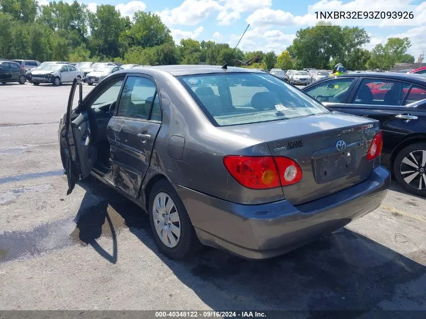 2003 Toyota Corolla Le VIN: 1NXBR32E93Z093926 Lot: 40348122