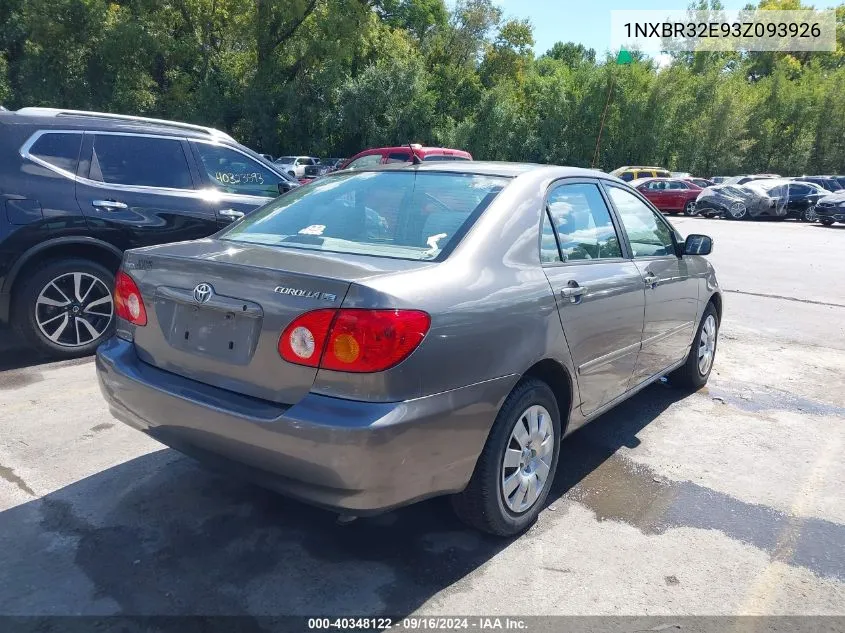 2003 Toyota Corolla Le VIN: 1NXBR32E93Z093926 Lot: 40348122