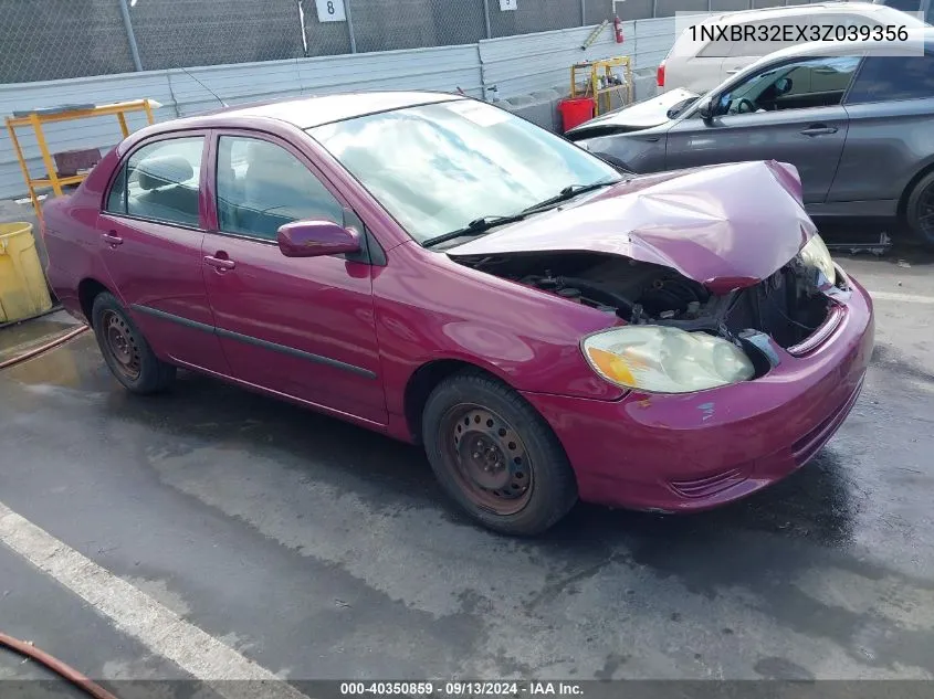 2003 Toyota Corolla Ce/Le/S VIN: 1NXBR32EX3Z039356 Lot: 40350859