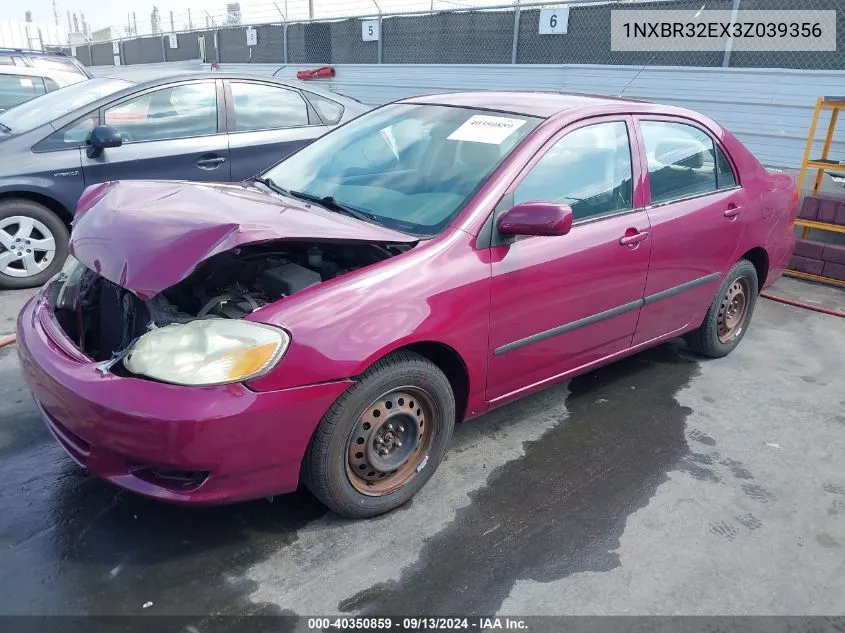 2003 Toyota Corolla Ce/Le/S VIN: 1NXBR32EX3Z039356 Lot: 40350859