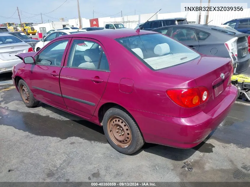 2003 Toyota Corolla Ce/Le/S VIN: 1NXBR32EX3Z039356 Lot: 40350859